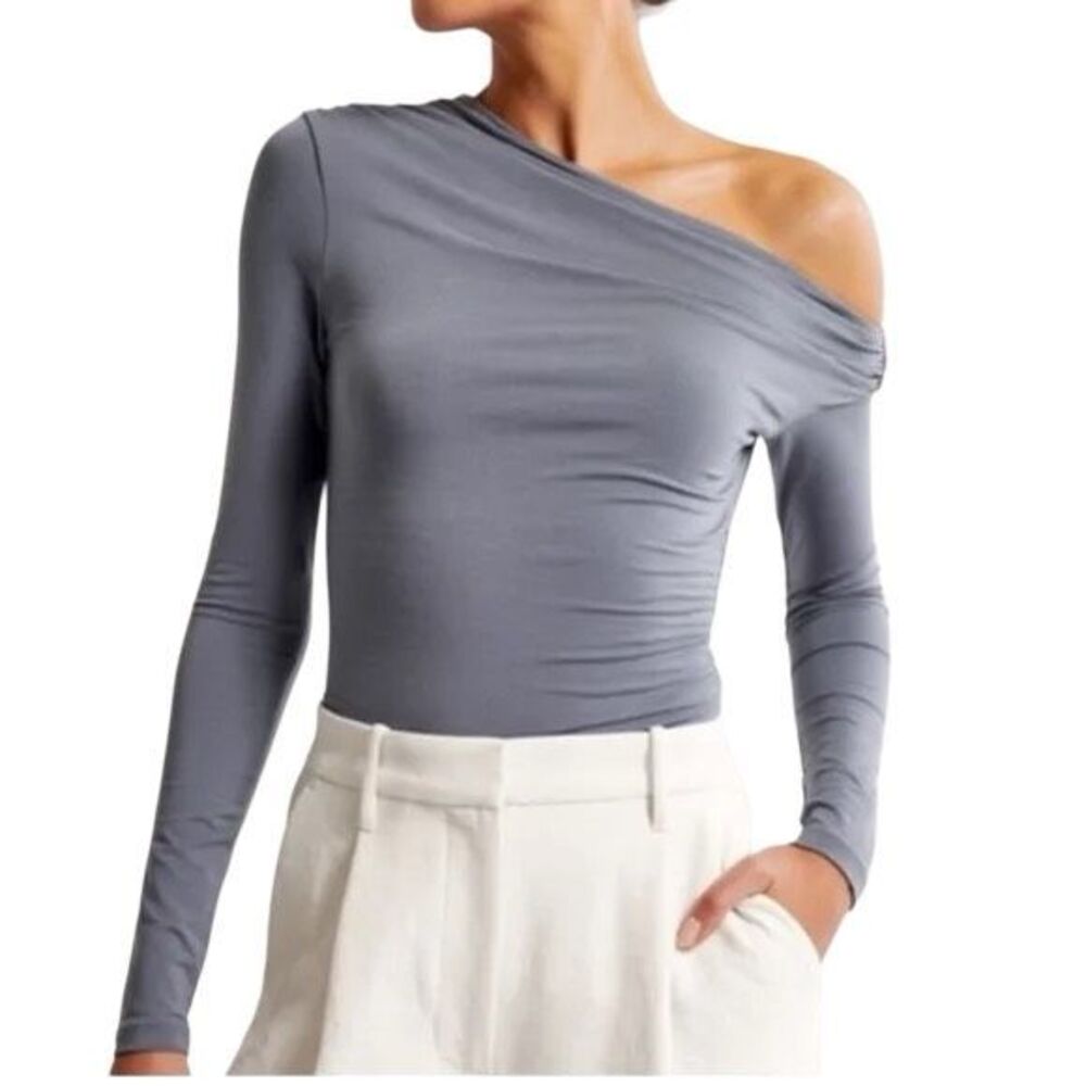 Abercrombie & Fitch Long-Sleeve Asymmetrical Draped Bodysuit Size XS